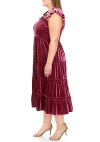 Plus Velvet Smocked Dress