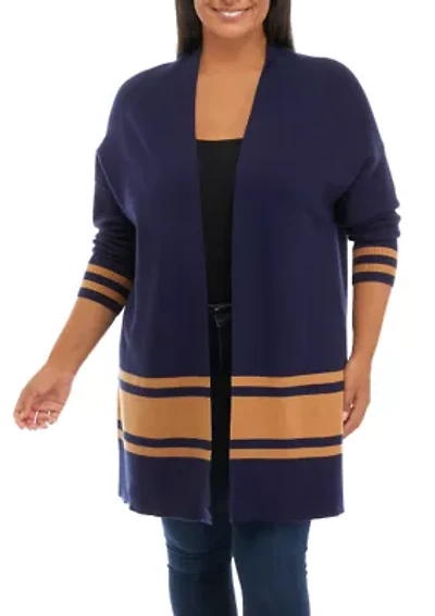 Plus Long Sleeve Open Front Cardigan