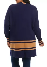 Plus Long Sleeve Open Front Cardigan