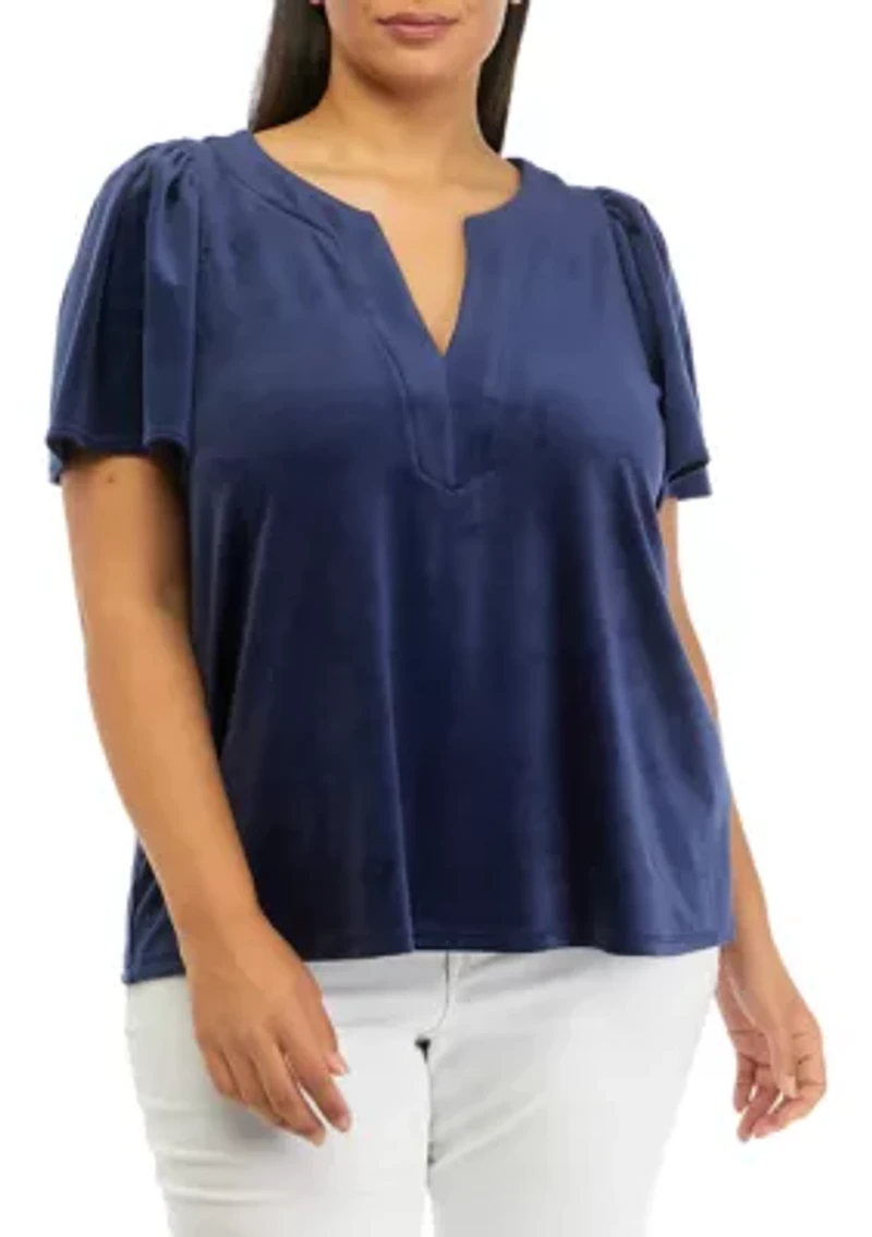 Plus Flutter Sleeve Top