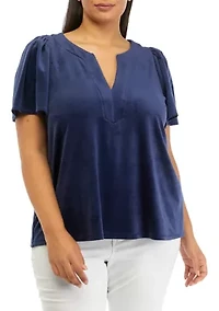 Plus Flutter Sleeve Top