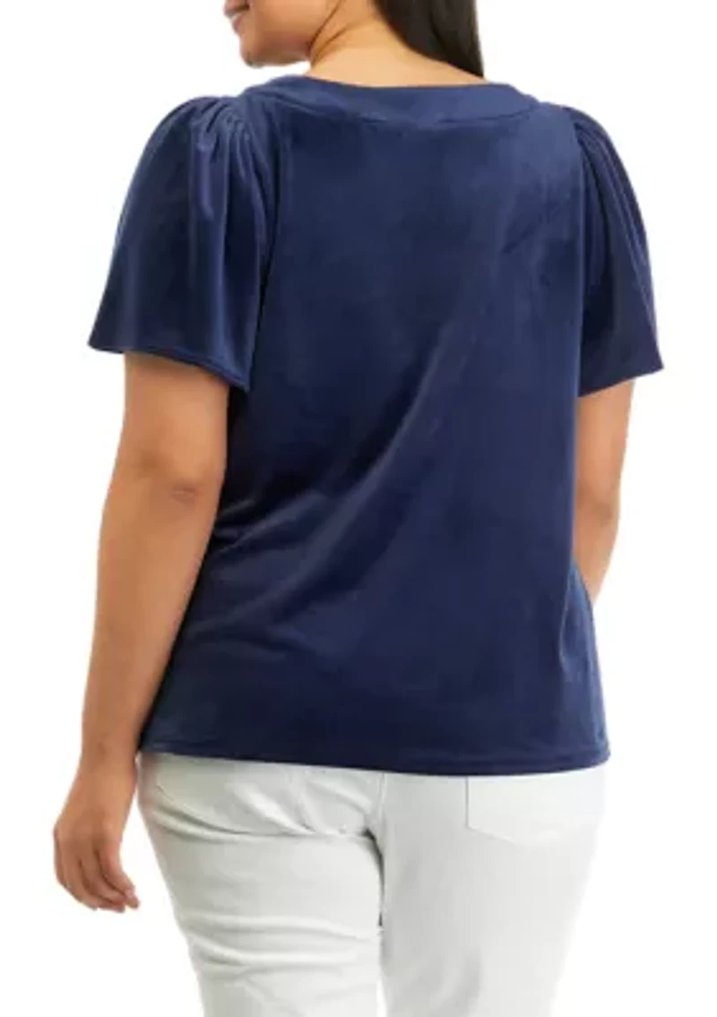 Plus Flutter Sleeve Top