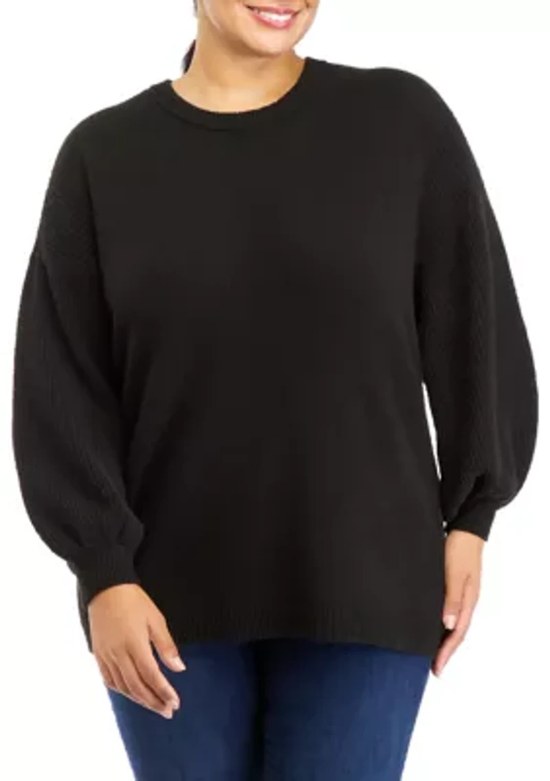 Plus Long Sleeve Solid Sweater