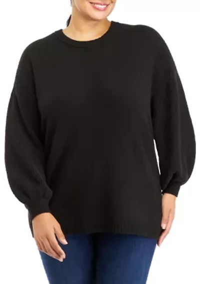Plus Long Sleeve Solid Sweater