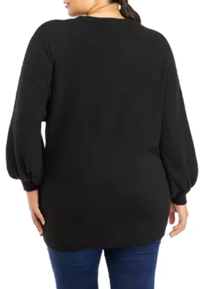 Plus Long Sleeve Solid Sweater
