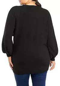 Plus Long Sleeve Solid Sweater