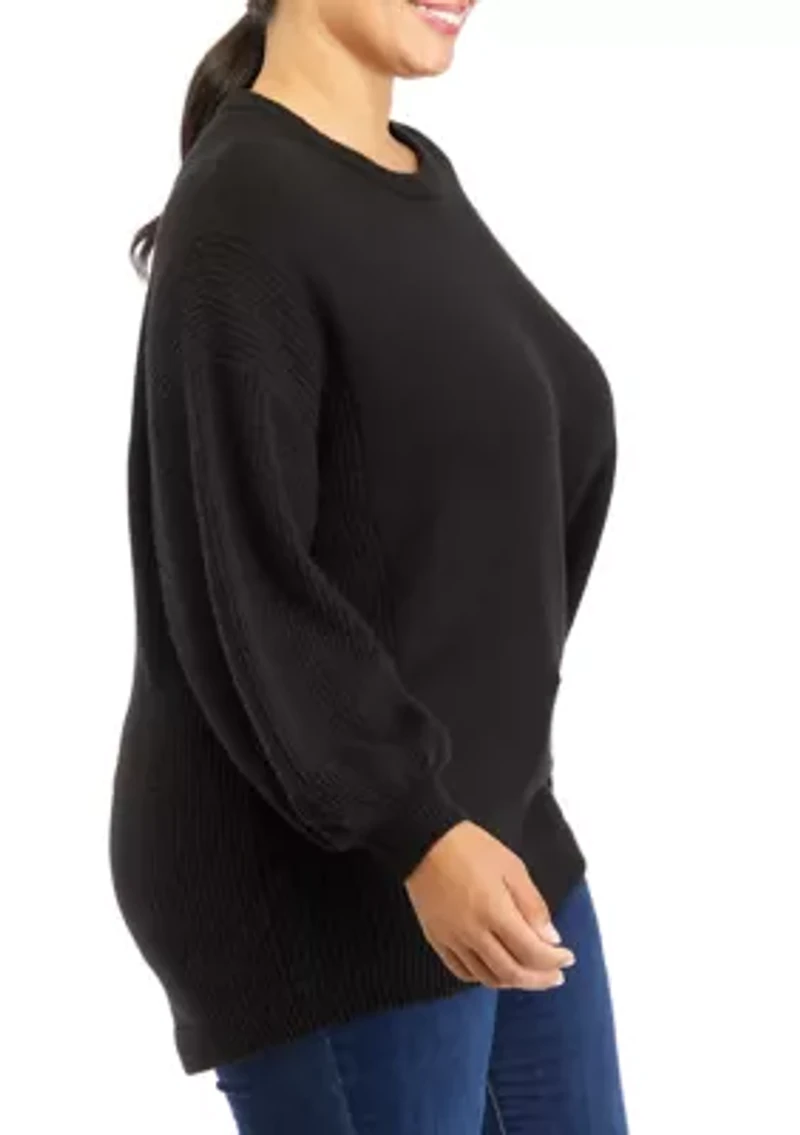 Plus Long Sleeve Solid Sweater