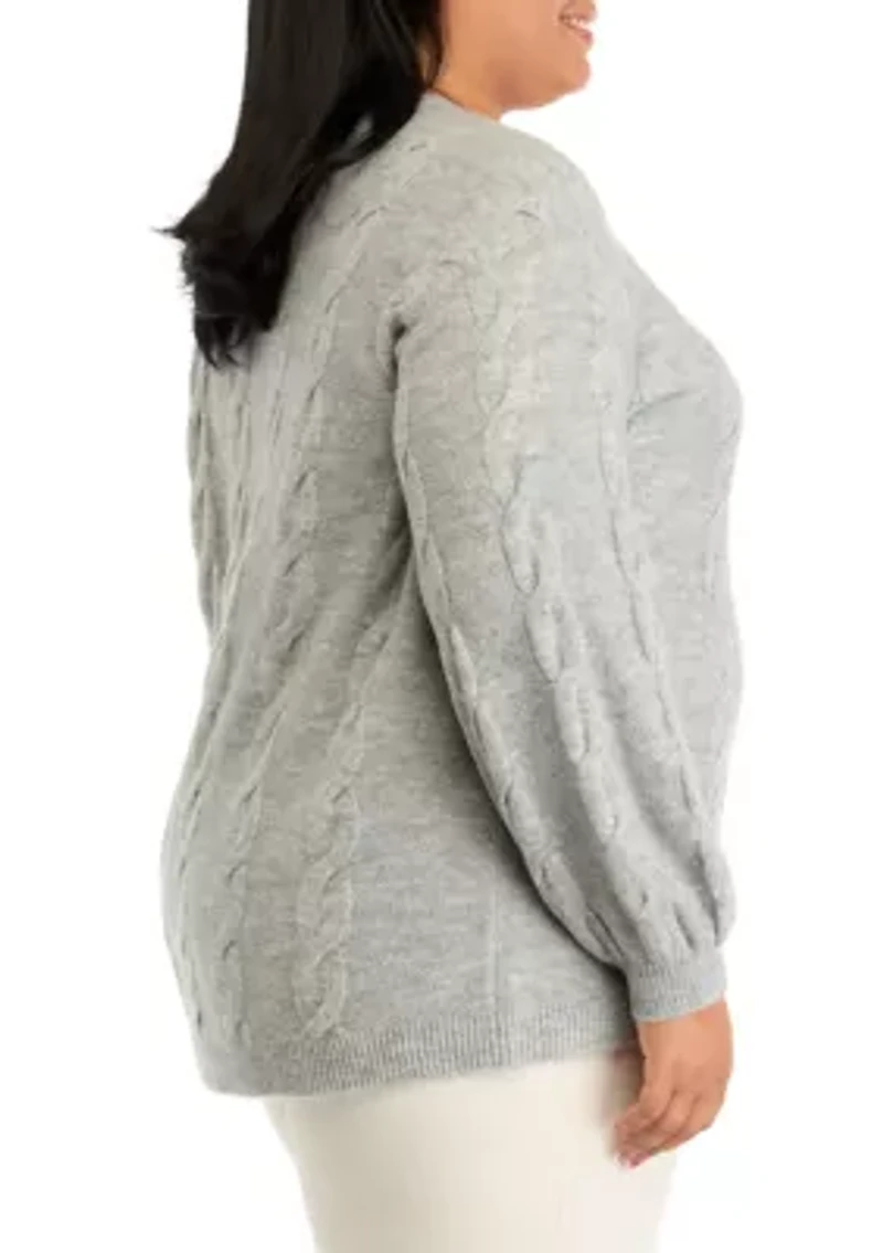 Plus Cable Crew Neck Sweater