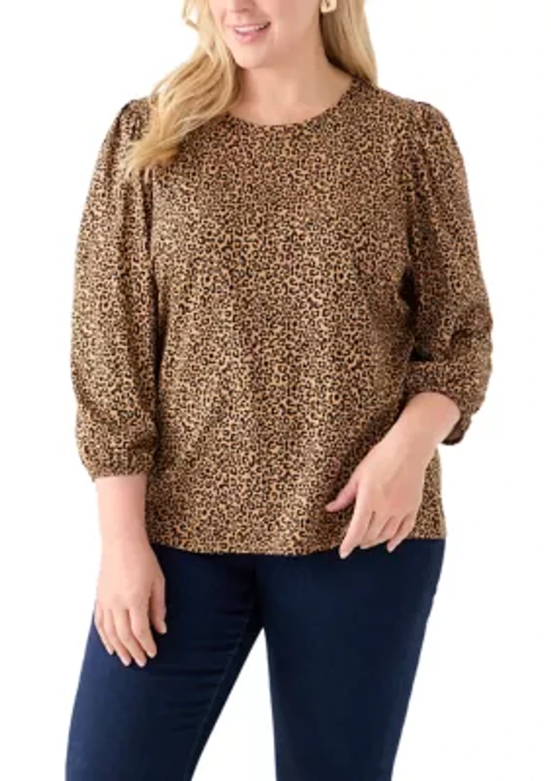 Plus Printed Blouson Sleeve Top