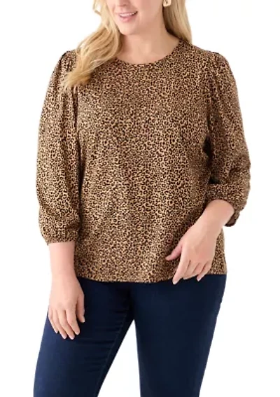 Plus Printed Blouson Sleeve Top