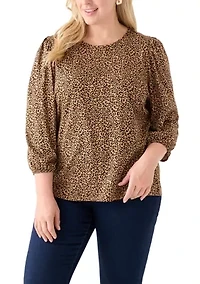 Plus Printed Blouson Sleeve Top