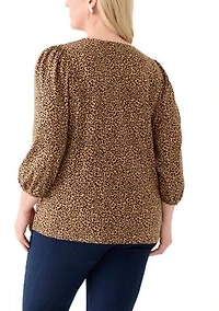 Plus Printed Blouson Sleeve Top