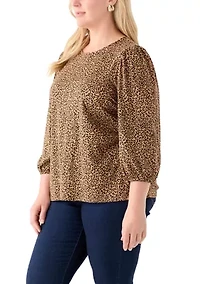 Plus Printed Blouson Sleeve Top