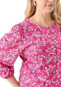 Plus Printed Blouson Sleeve Top
