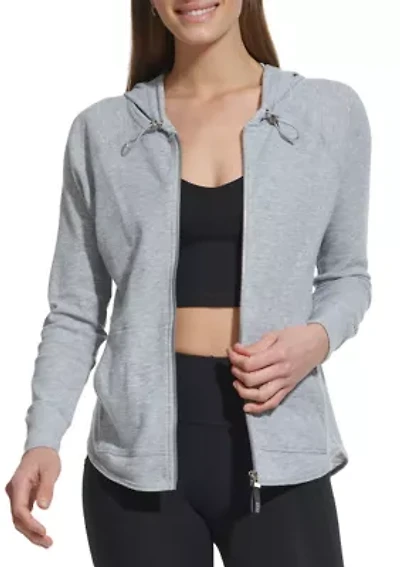 Women's Full Zip Mini Waffle Hoodie with Pockets