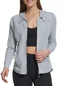 Women's Full Zip Mini Waffle Hoodie with Pockets