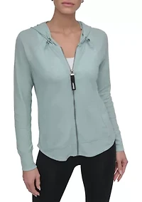 Women's Full Zip Mini Waffle Hoodie with Pockets