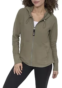 Women's Full Zip Mini Waffle Hoodie with Pockets
