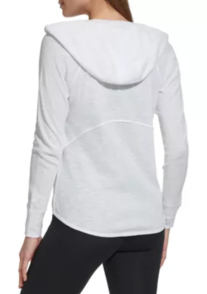 Women's Full Zip Mini Waffle Hoodie with Pockets