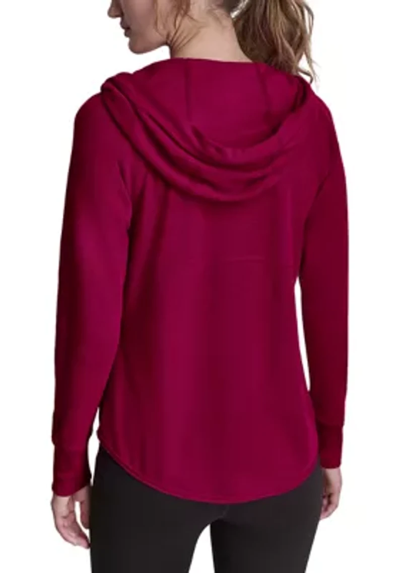 Women's Full Zip Mini Waffle Hoodie with Pockets