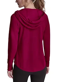 Women's Full Zip Mini Waffle Hoodie with Pockets