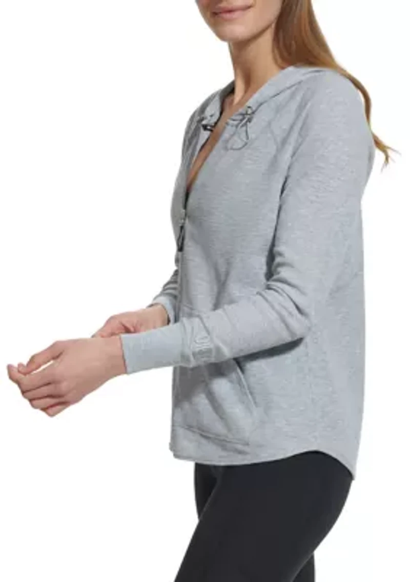 Women's Full Zip Mini Waffle Hoodie with Pockets