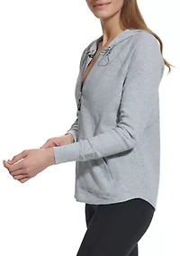 Women's Full Zip Mini Waffle Hoodie with Pockets