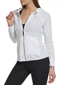 Women's Full Zip Mini Waffle Hoodie with Pockets