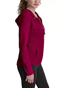 Women's Full Zip Mini Waffle Hoodie with Pockets