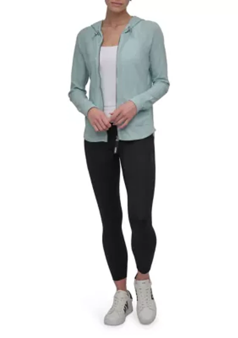 Women's Full Zip Mini Waffle Hoodie with Pockets