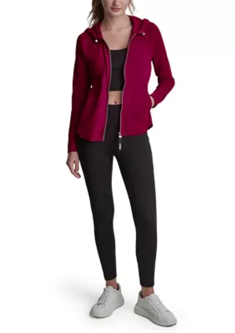 Women's Full Zip Mini Waffle Hoodie with Pockets