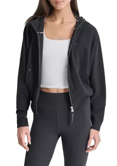 Women's Embroidered Logo Dolman Sleeve Full Zip Hoodie