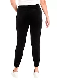 Platinum Velour Rib Slim Fit Joggers with Metallic Logo Patch