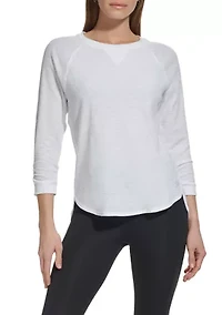 Women's 3/4 Sleeve Mini Waffle T-Shirt