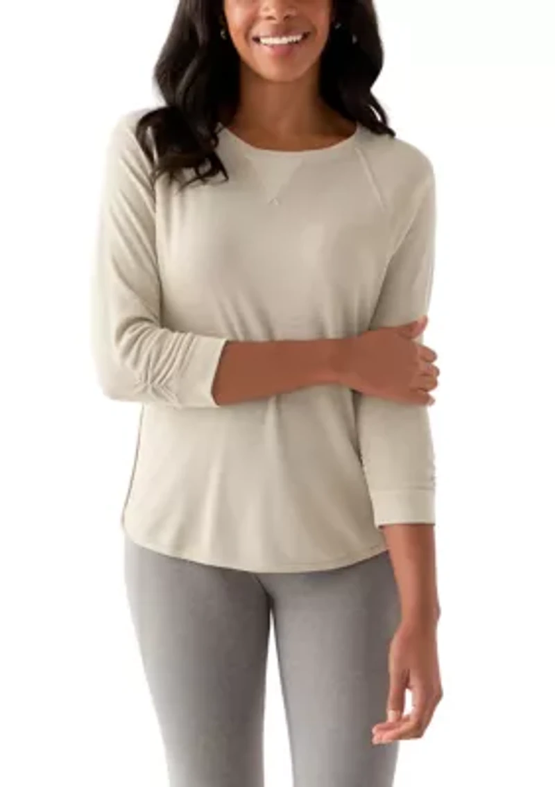 Women's 3/4 Sleeve Mini Waffle T-Shirt