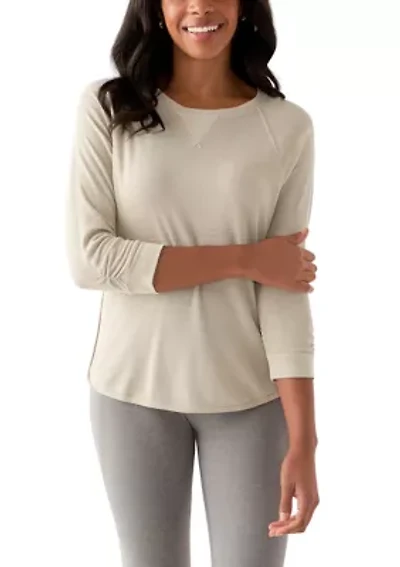 Women's 3/4 Sleeve Mini Waffle T-Shirt