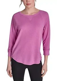 Women's 3/4 Sleeve Mini Waffle T-Shirt