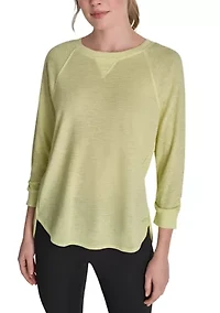 Women's 3/4 Sleeve Mini Waffle T-Shirt