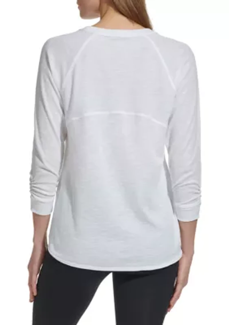 Women's 3/4 Sleeve Mini Waffle T-Shirt