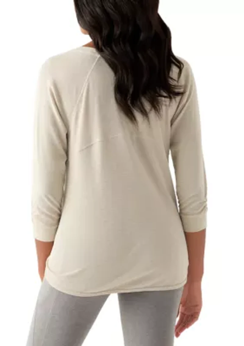 Women's 3/4 Sleeve Mini Waffle T-Shirt