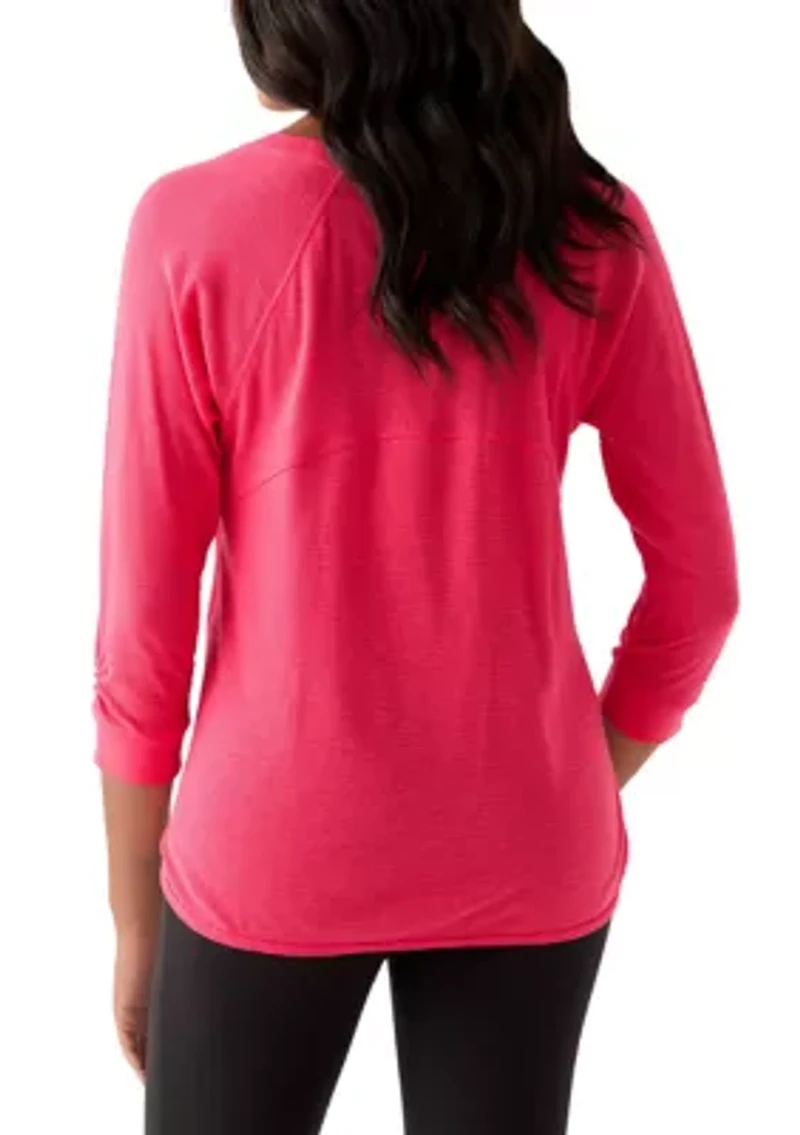 Women's 3/4 Sleeve Mini Waffle T-Shirt