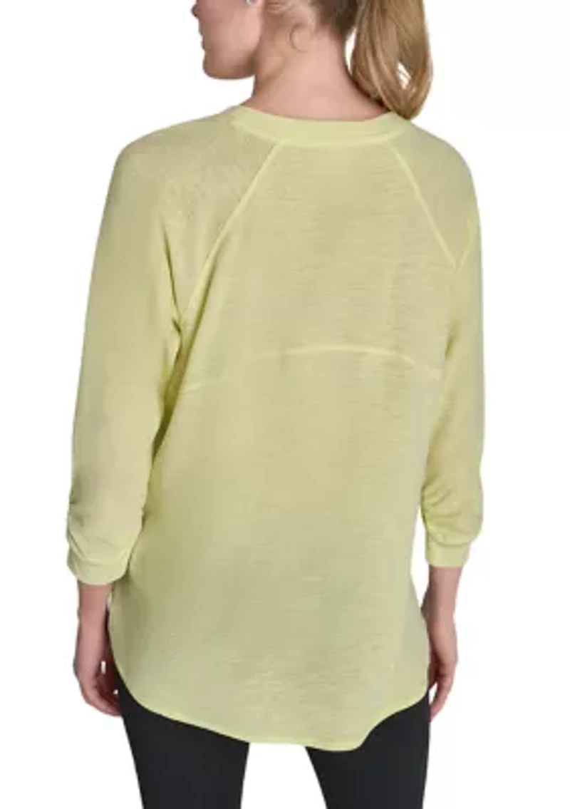 Women's 3/4 Sleeve Mini Waffle T-Shirt