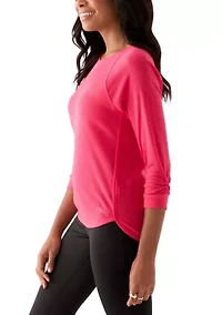 Women's 3/4 Sleeve Mini Waffle T-Shirt