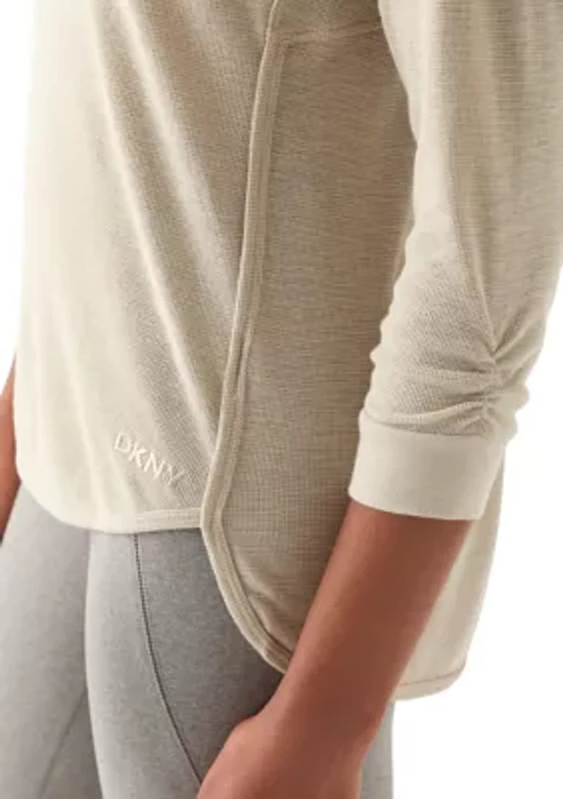 Women's 3/4 Sleeve Mini Waffle T-Shirt
