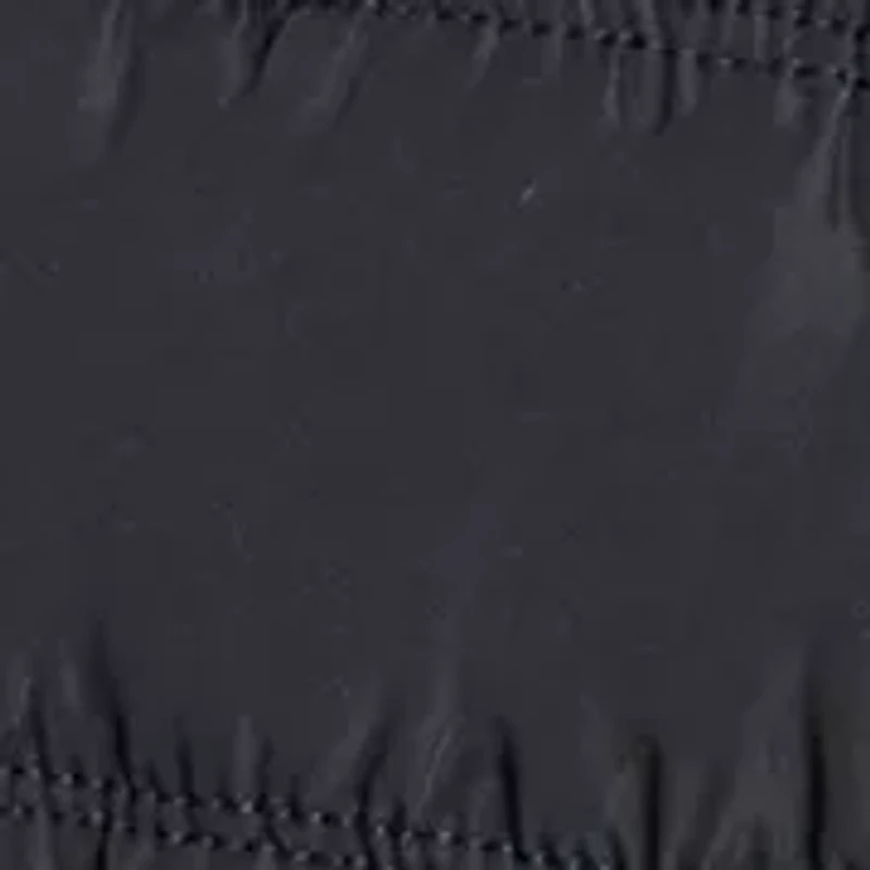 Horizontal Channel Quilted Mock Neck Puffer Vest with Sherpa