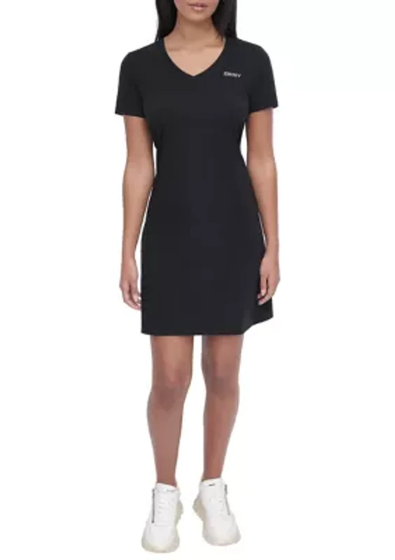 Women's Stud Logo V-Neck T-Shirt Dress