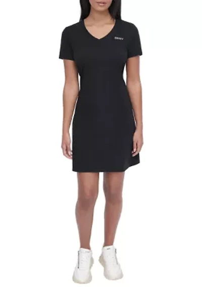 Women's Stud Logo V-Neck T-Shirt Dress