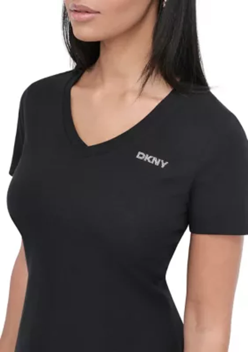 Women's Stud Logo V-Neck T-Shirt Dress