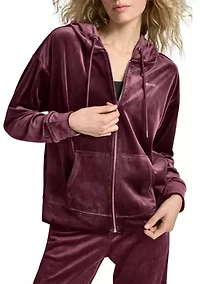 Women's Full Zip Hoodie with Mini Rhinestone Logo