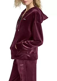 Women's Full Zip Hoodie with Mini Rhinestone Logo